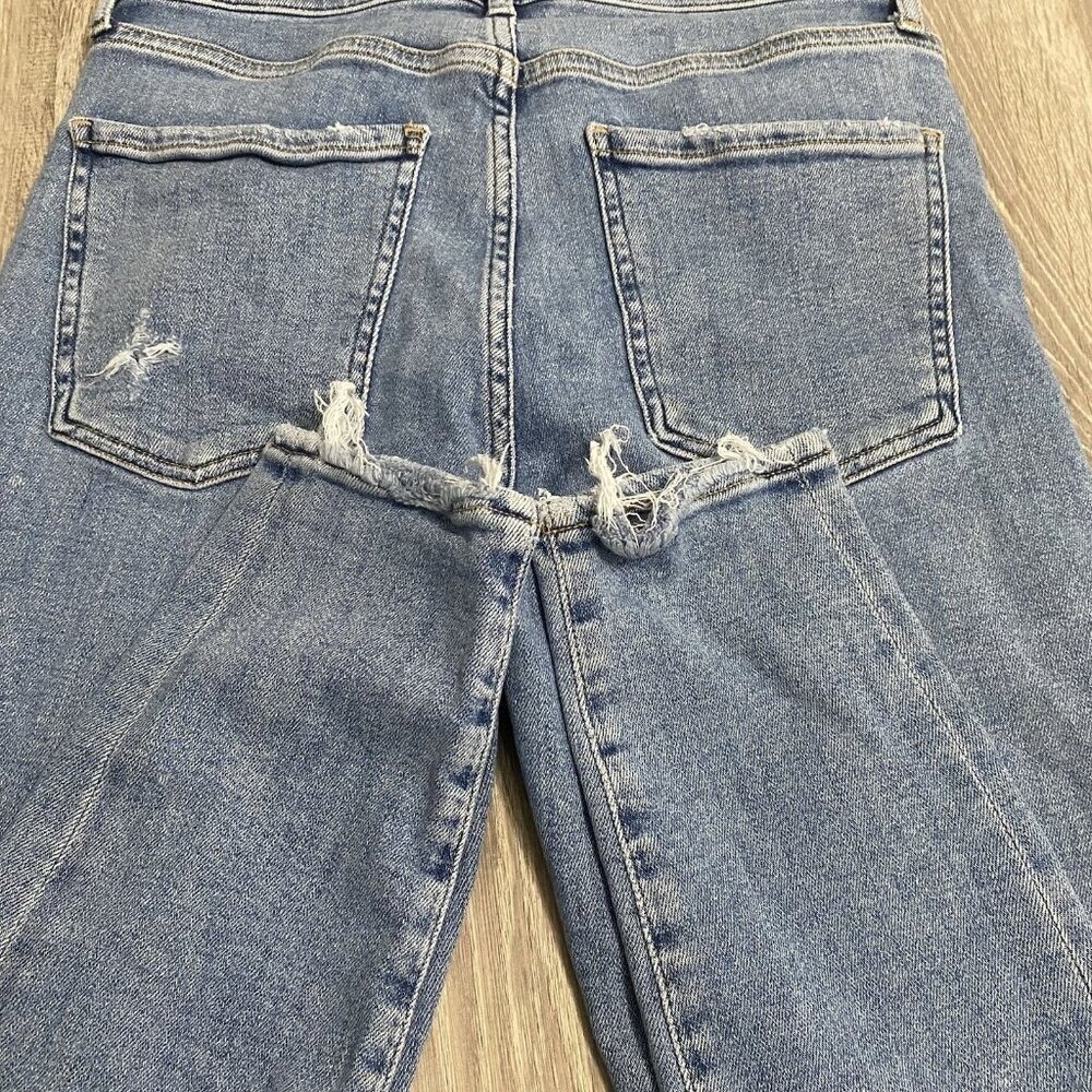 AGOLDE Sophie Crop Mid Rise Jean With Chewed Hem Womens 27 Blue Stretch Denim - Picture 4 of 6